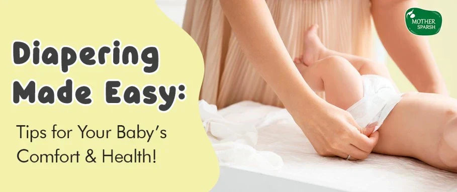 Mother changing baby diaper on table with mastering diapering guide tips