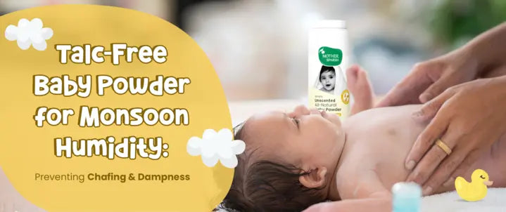 Mother Sparsh Simply Unscented Talc-Free Baby Powder for Monsoon Humidity; Prevents Chafing and Dampness