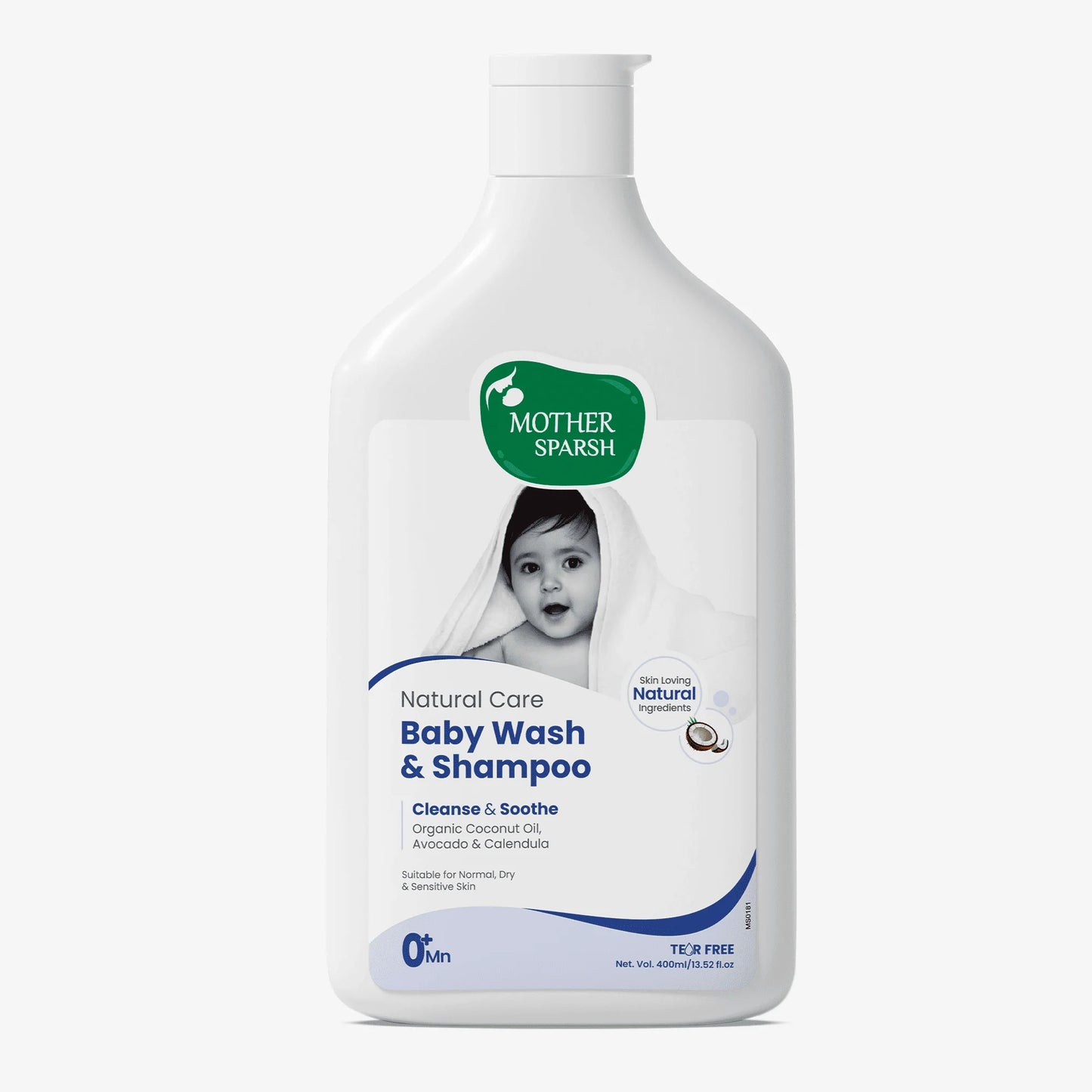 Mother Sparsh Baby Wash and Shampoo with Organic Coconut Oil, Avocado and Calendula for sensitive baby skin