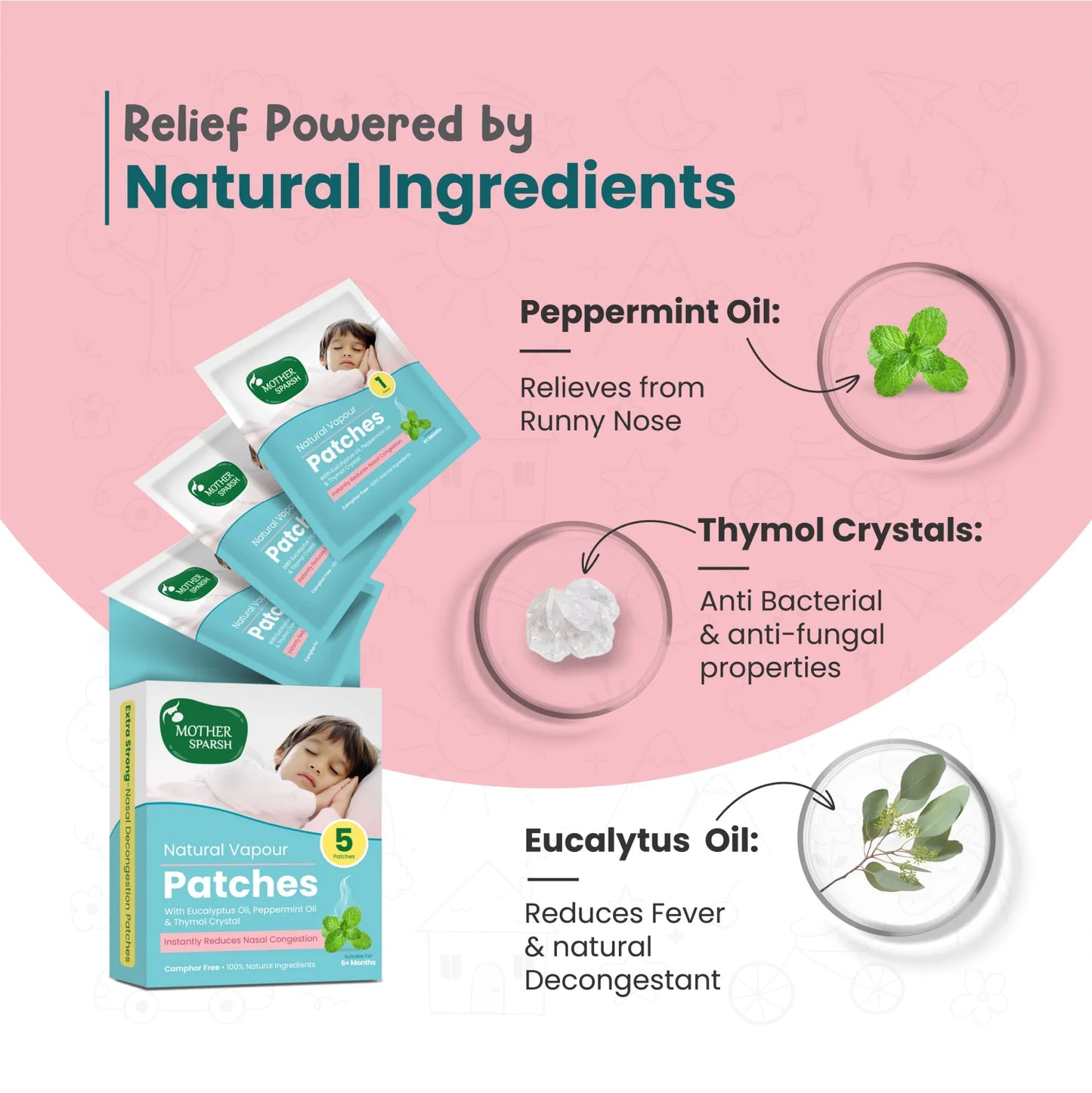 Vapour patch made with peppermint, eucalyptus and thymol crystal