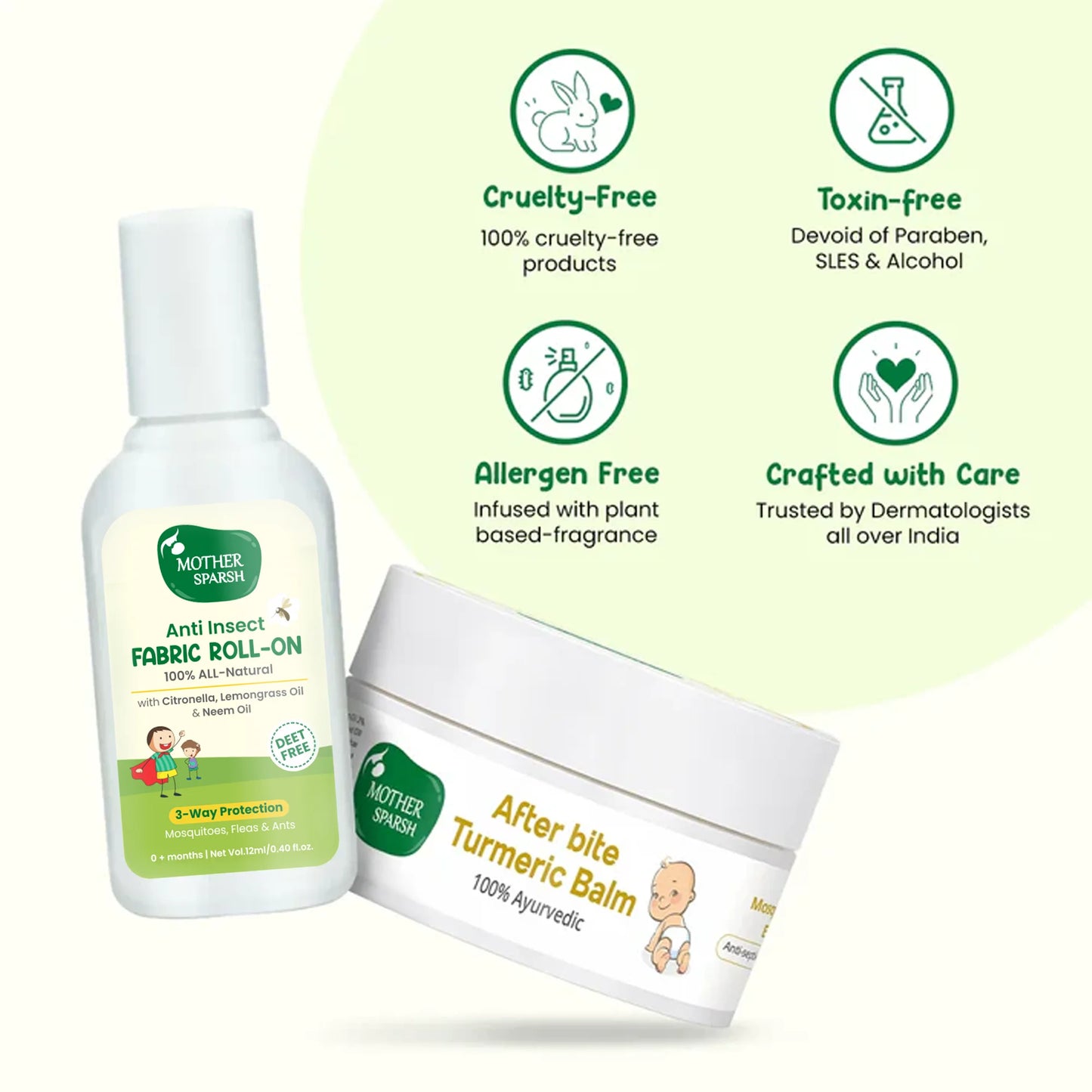 Fabric Roll-On & After bite balm - cruelty free, toxin free, allergen free mosquito protection for babies and kids
