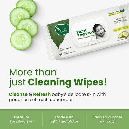 Baby Wipes made with Fresh Cucumber Extracts for Gentle Cleansing
