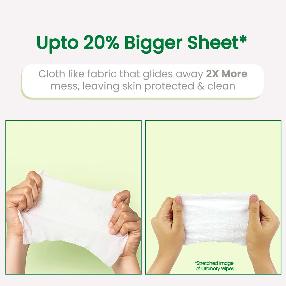 Baby Wipes with up to 20% bigger sheets to clean more mess
