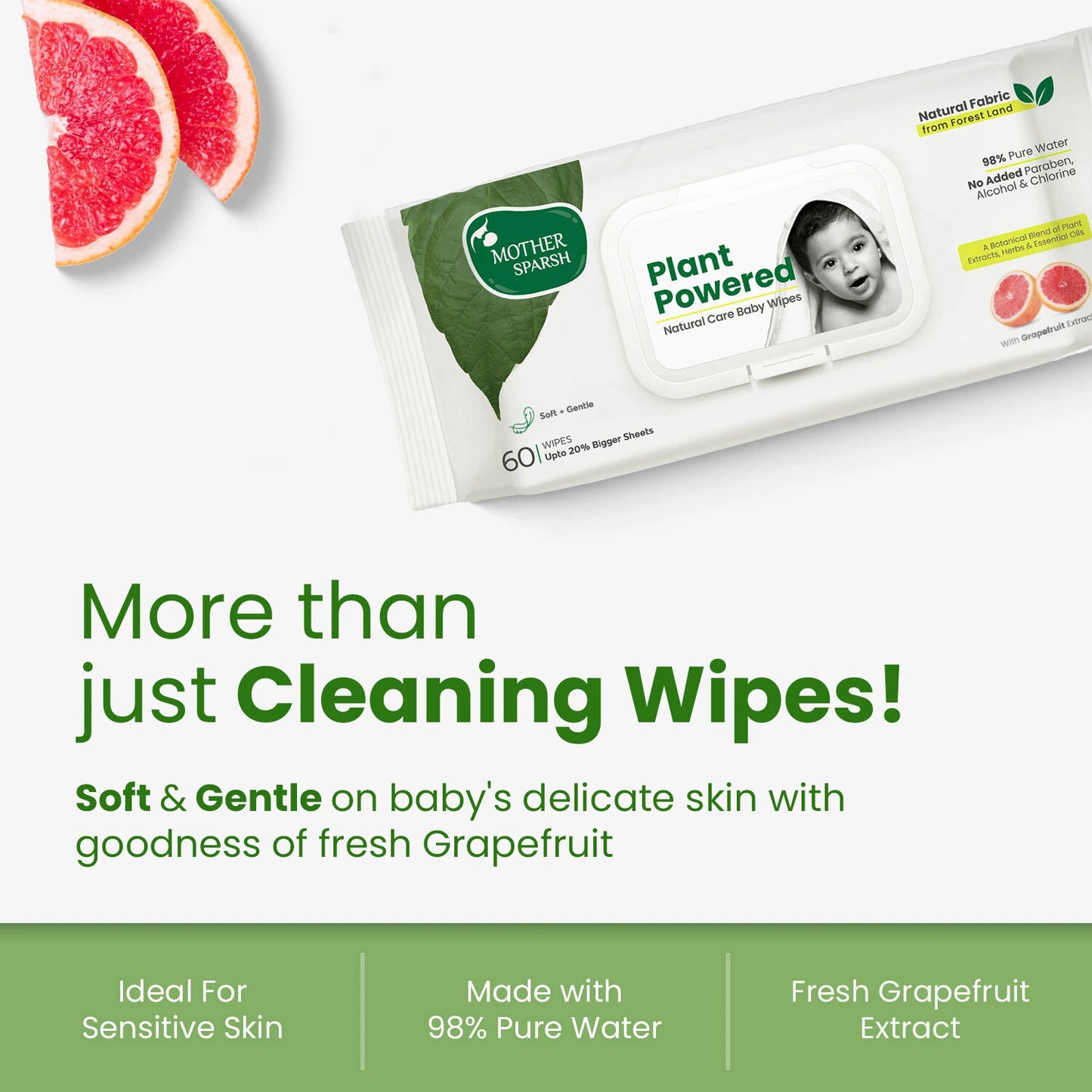 Plant Powered Baby Wipes - Grapefruit