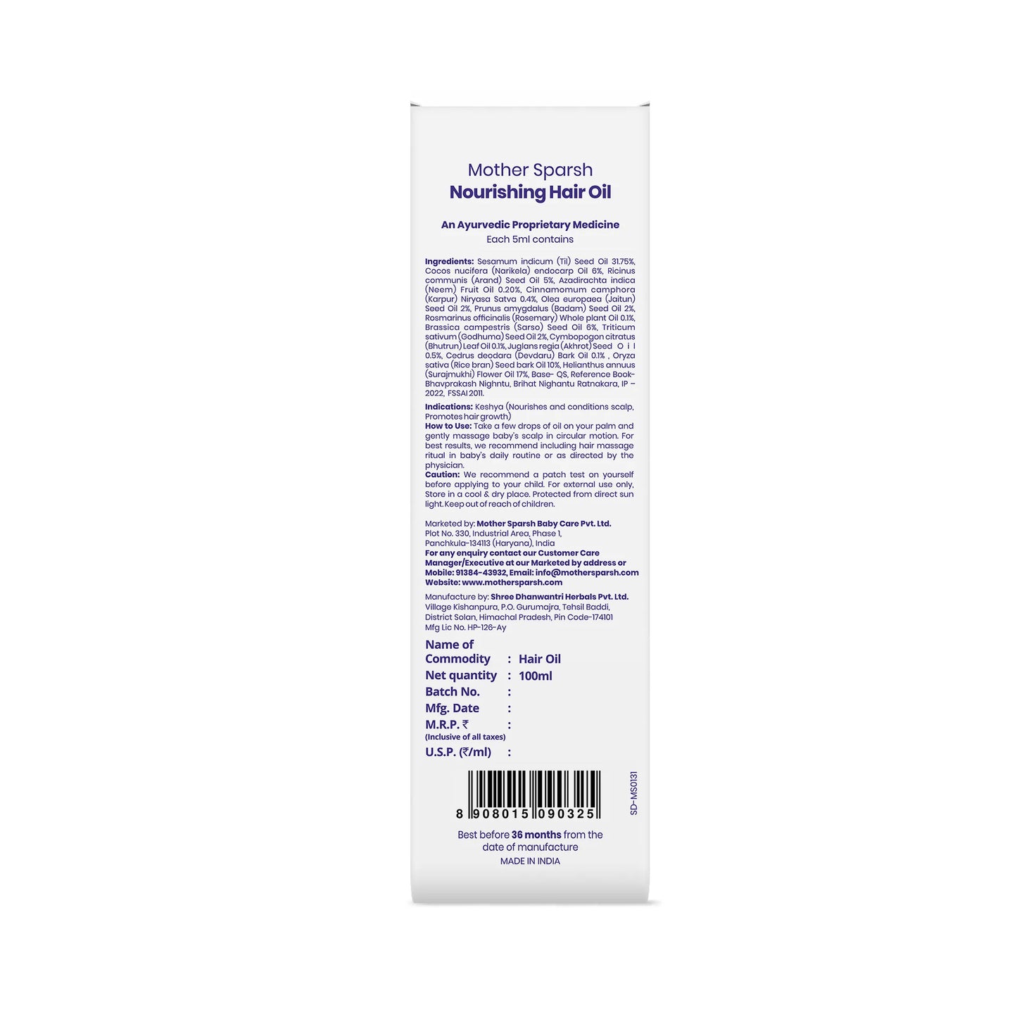 Nourishing Baby Hair Oil - Enriched with Rosemary & Walnut