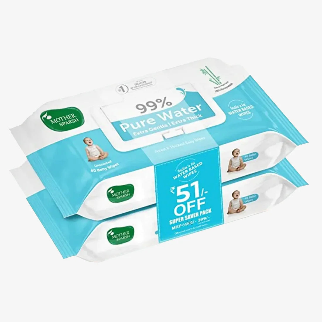 Pure wipes for baby as good as Cotton & water Pack of 2 0601