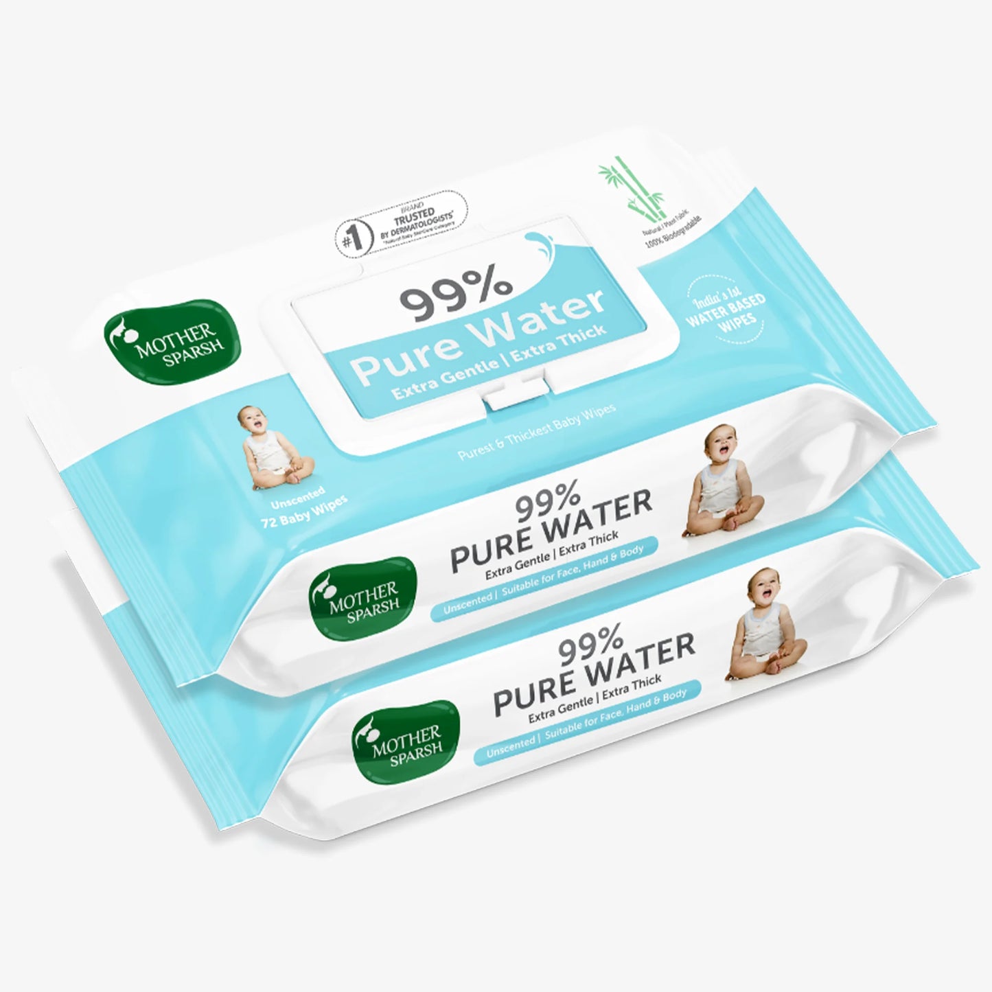 Pure wipes for baby as good as Cotton & water Pack of 2 0601