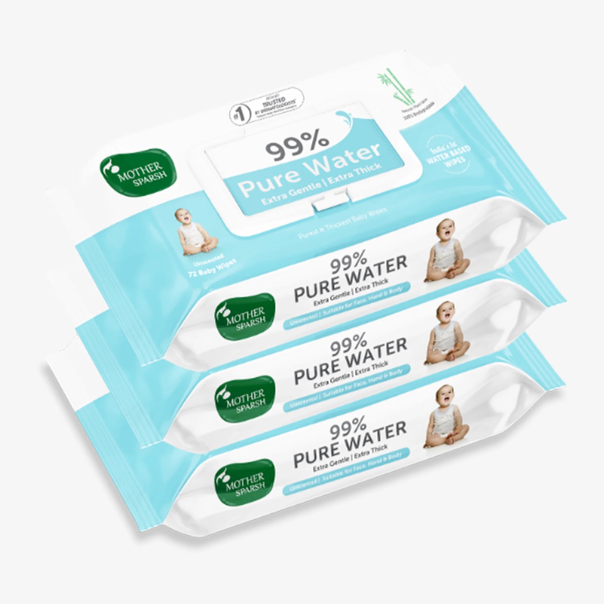 Pure wipes for baby as good as Cotton & water Pack of 3 0501