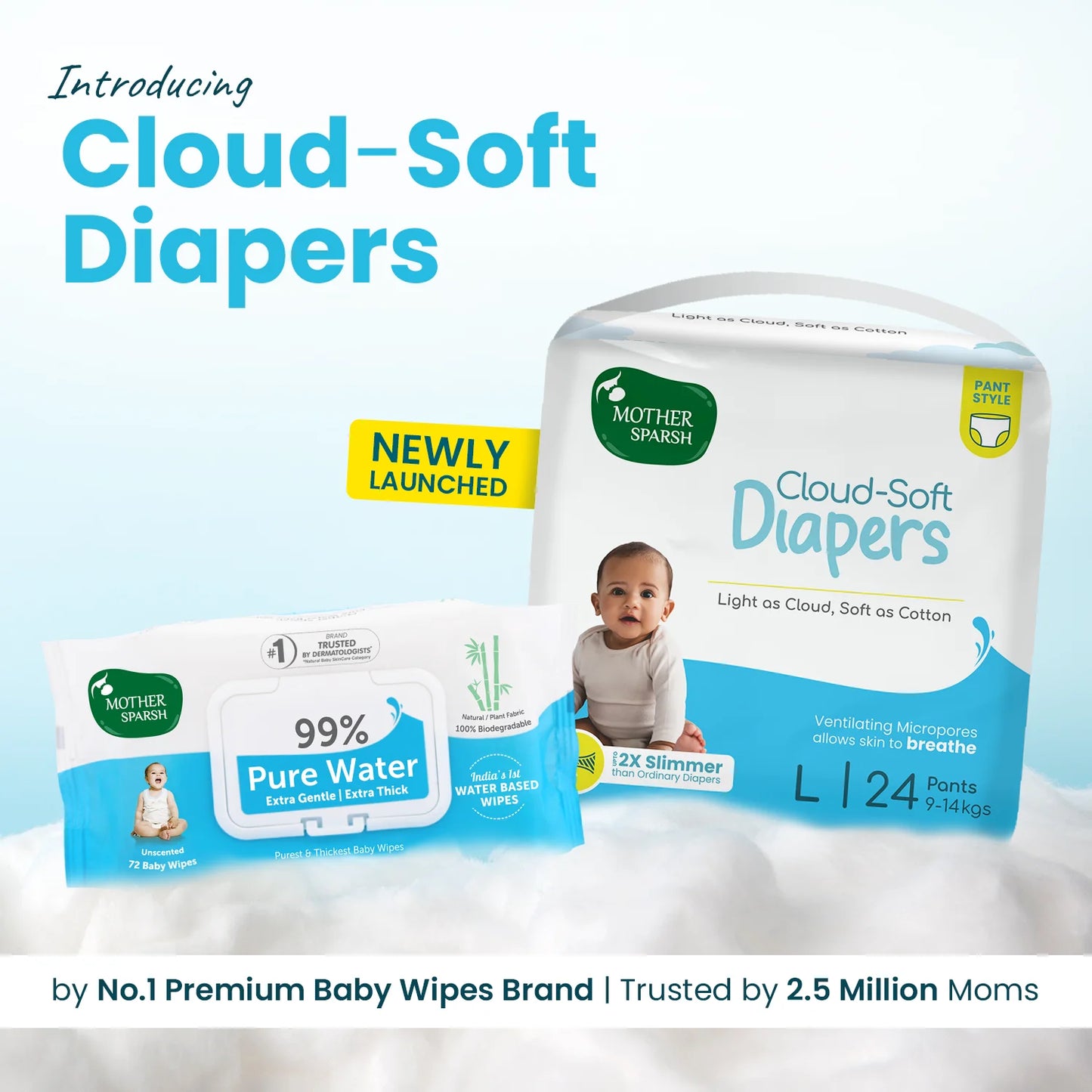 Cloud-Soft Baby Diapers | Disposable Pant Style Fit - Large | 24pcs (9-14kg)