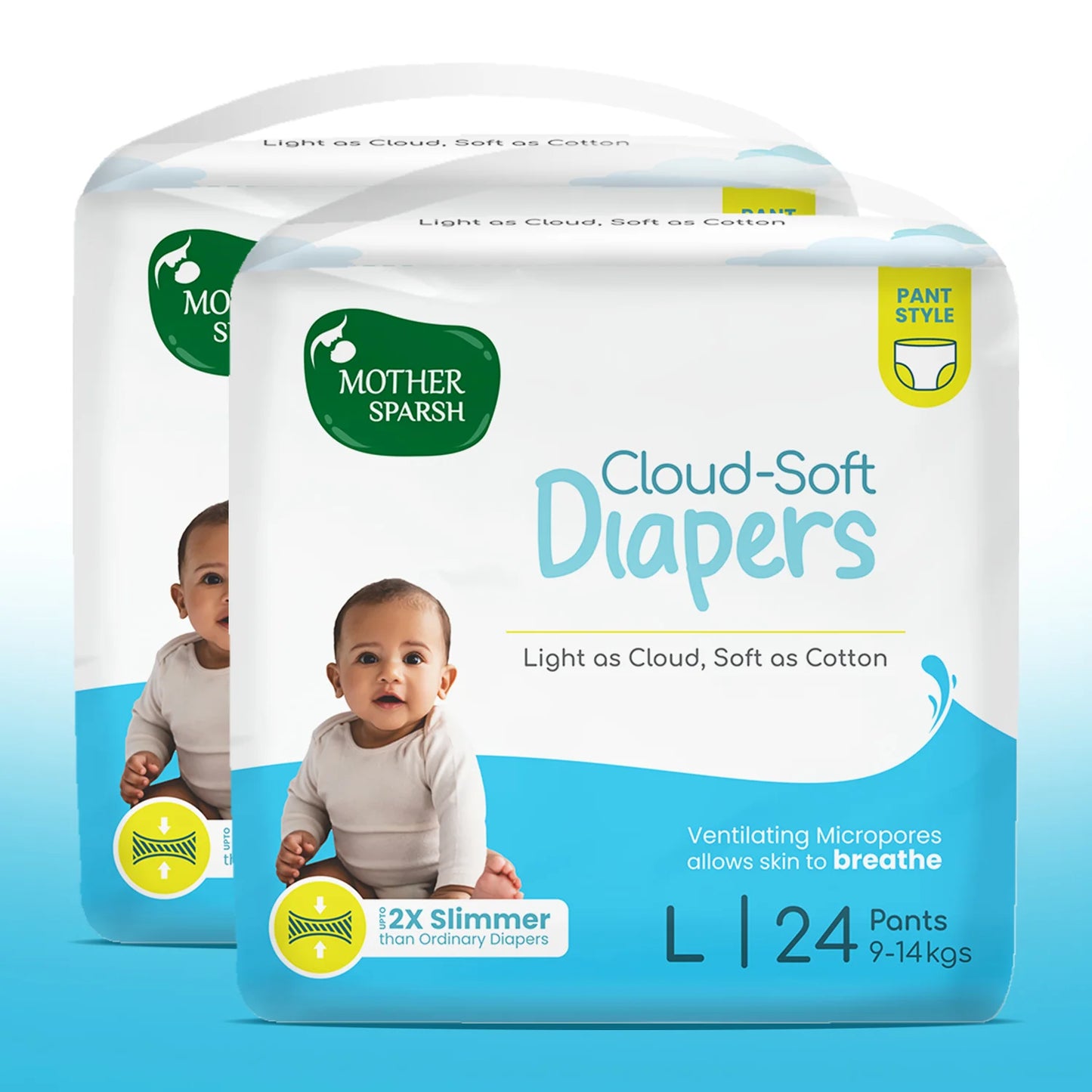 Cloud-Soft Baby Diapers | Disposable Pant Style Fit - Large | 24pcs (9-14kg)