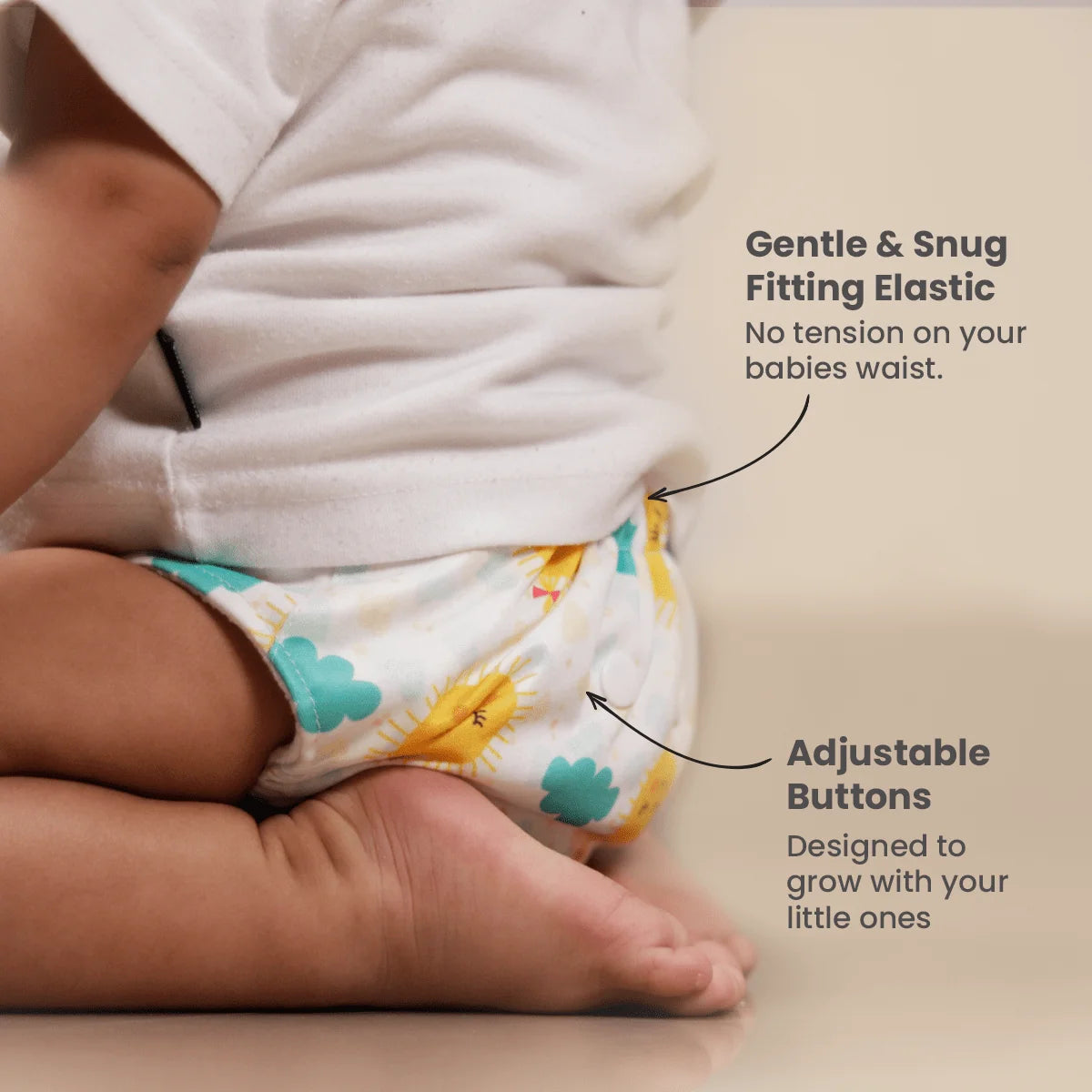 Plant Powered Premium Cloth Diaper for Babies - with Super-Zorb™ Soaker Insert (India's 1st Built-In Booster Pad) for 2X Ultra Absorption