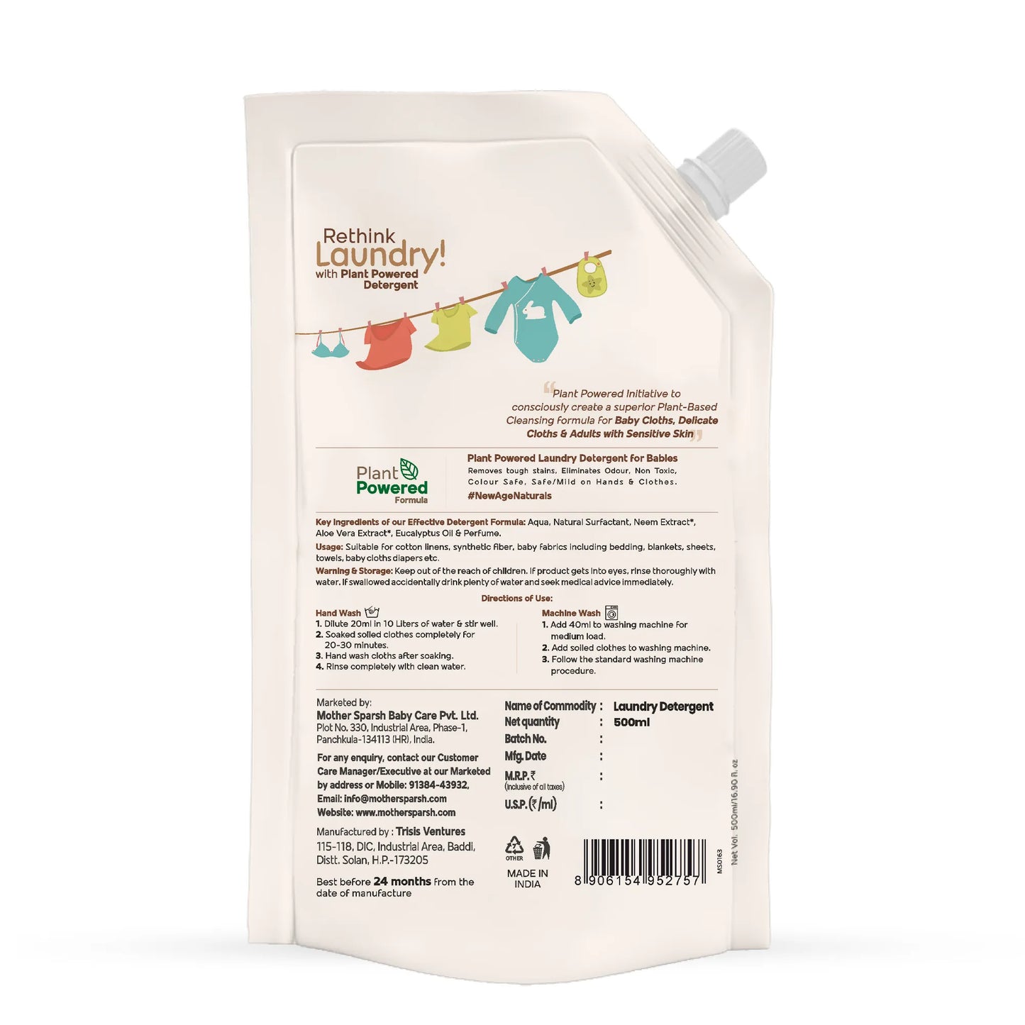 Plant Powered Laundry Detergent for Babies & Adults with Sensitive Skin