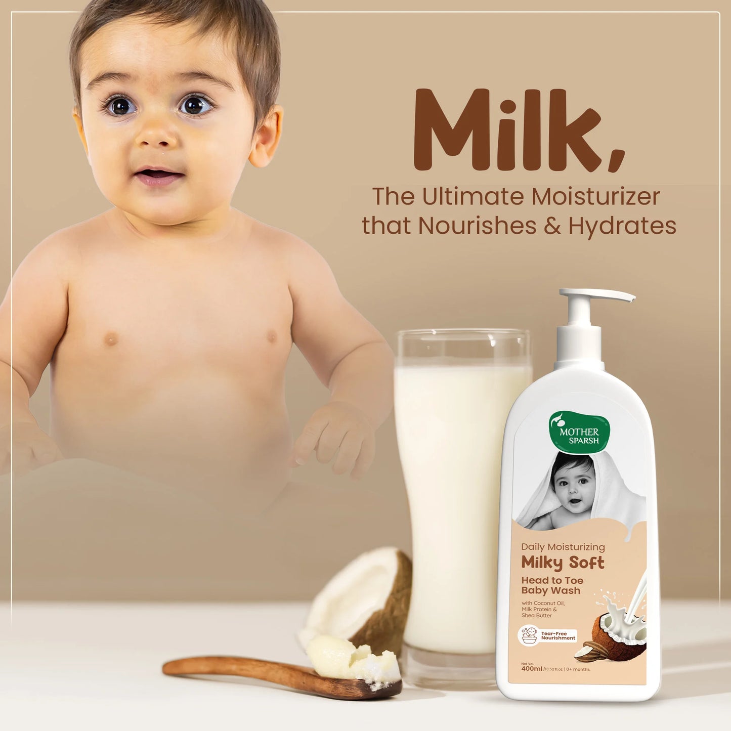 Gentle Head to Toe Cleansing for Babies with Tear-Free Milky Soft Baby Wash Formula