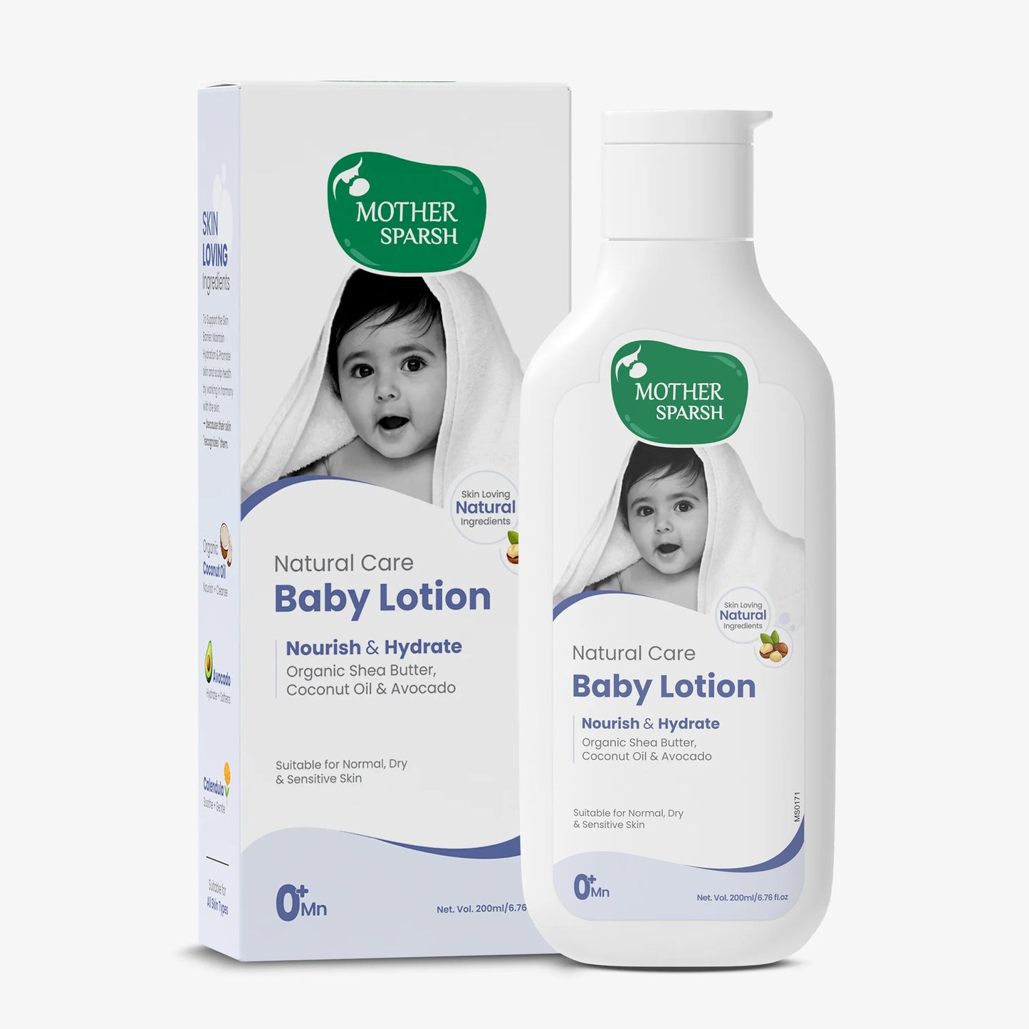 Mother Sparsh Natural Care Baby Lotion 200ml with Shea Butter, Coconut Oil & Avocado