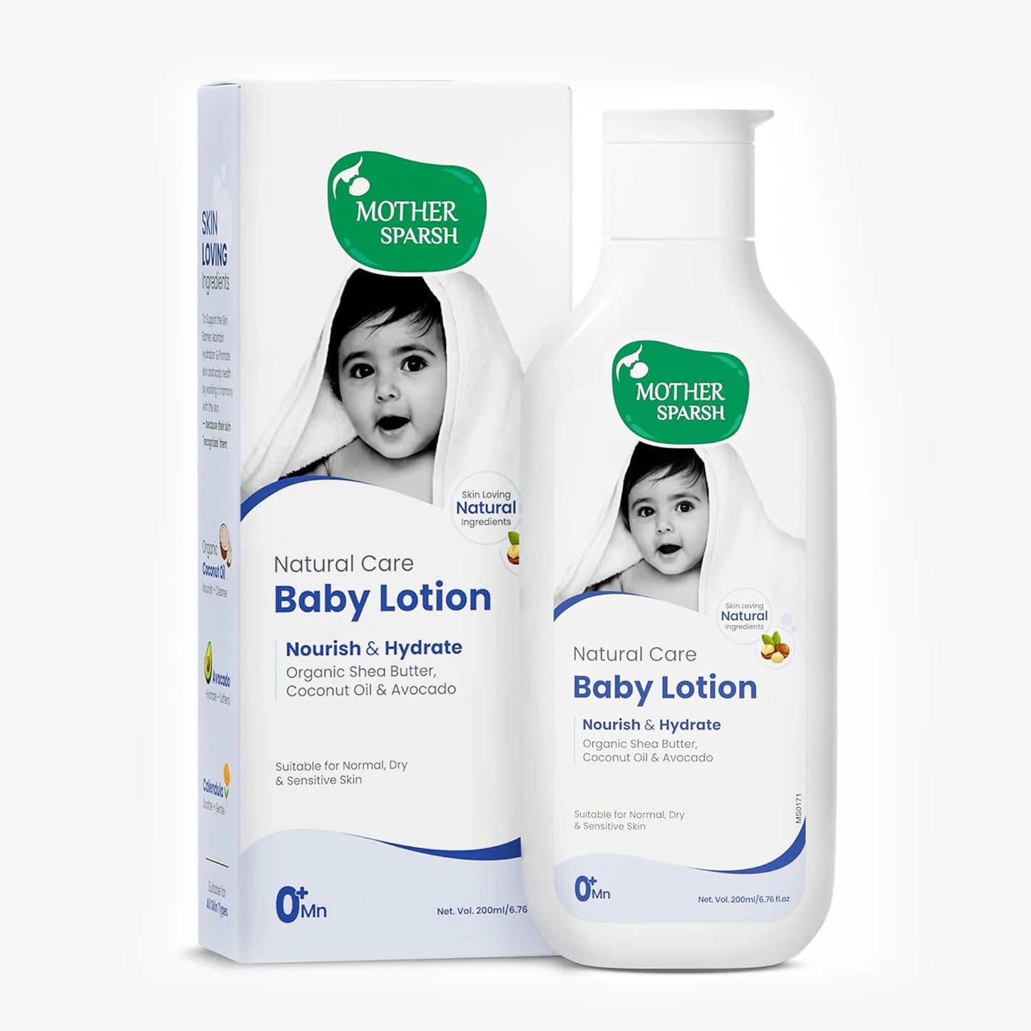 Mother Sparsh Natural Care Baby Lotion 200ml with Shea Butter, Coconut Oil & Avocado
