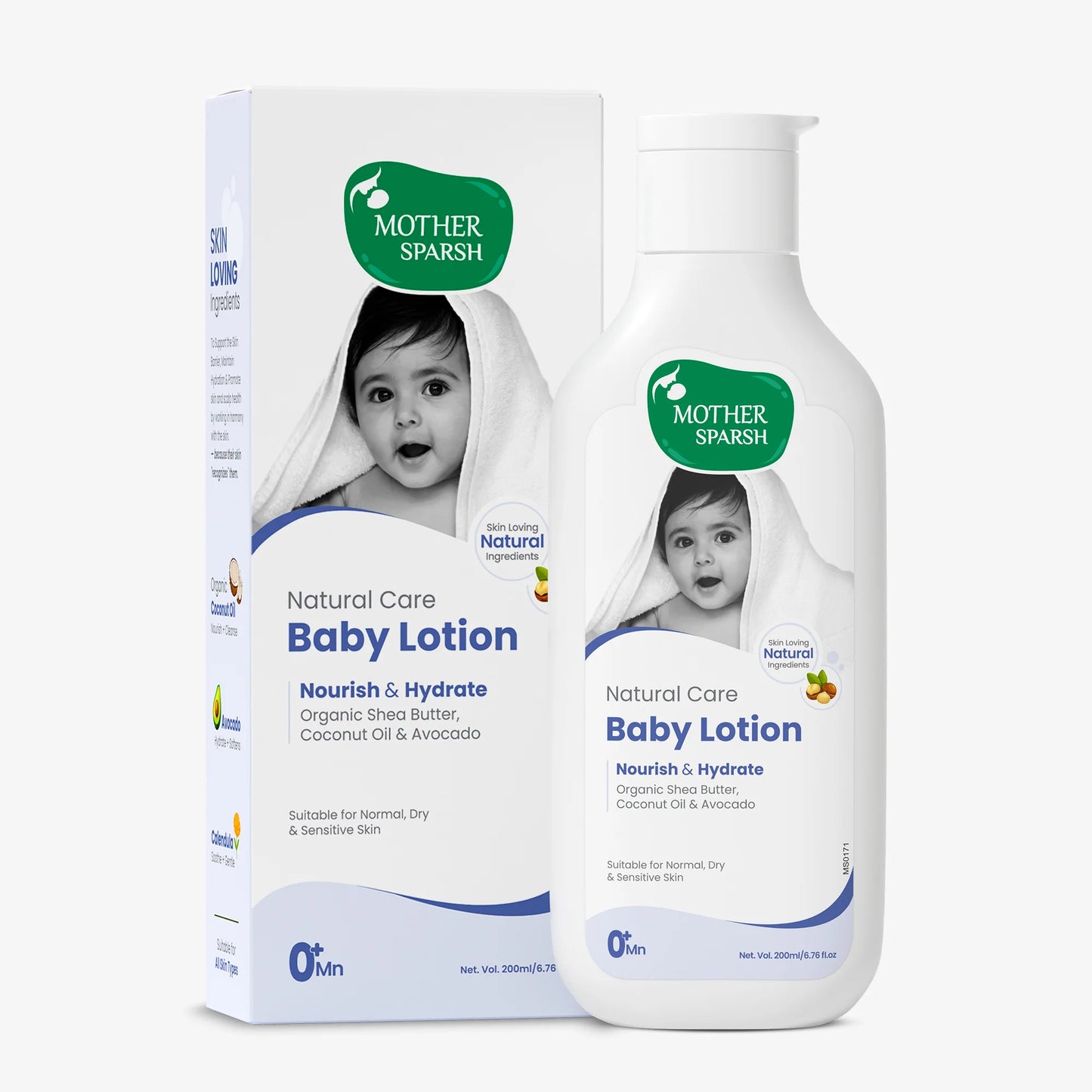 Mother Sparsh Natural Care Baby Lotion 200ml with Shea Butter, Coconut Oil & Avocado