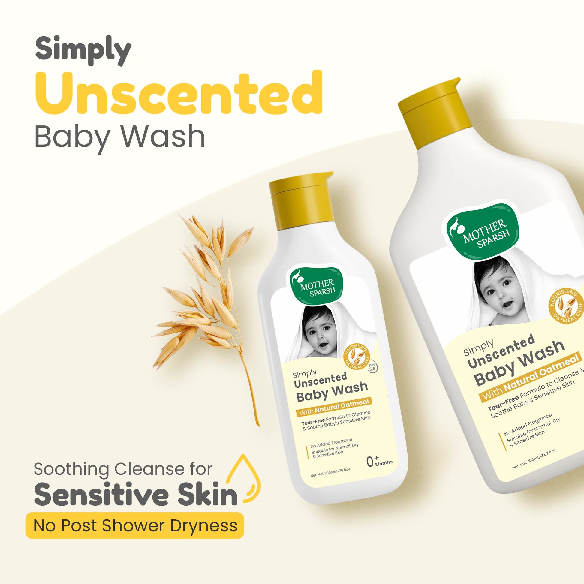 Mother Sparsh Simply Unscented Baby Wash Packaging