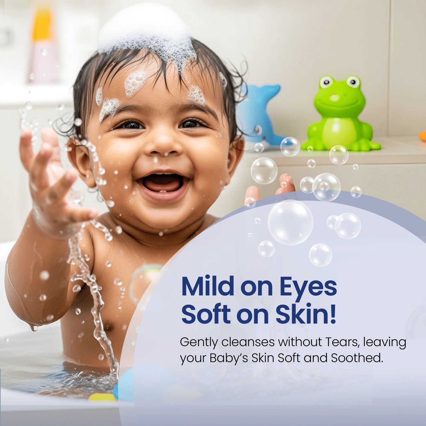 Mild on Eyes, Soft on Skin – Baby Enjoying Bath with Mother Sparsh Soap