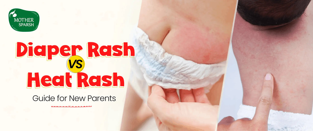 Baby with diaper rash and heat rash comparison guide for new parents