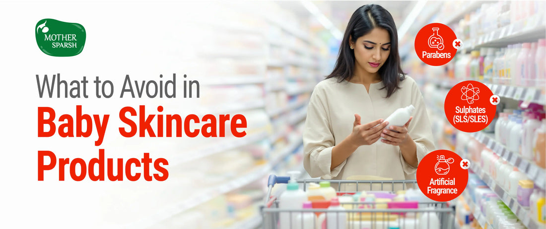 Baby skincare ingredients list highlighting fragrance, sulphates and parabens to avoid