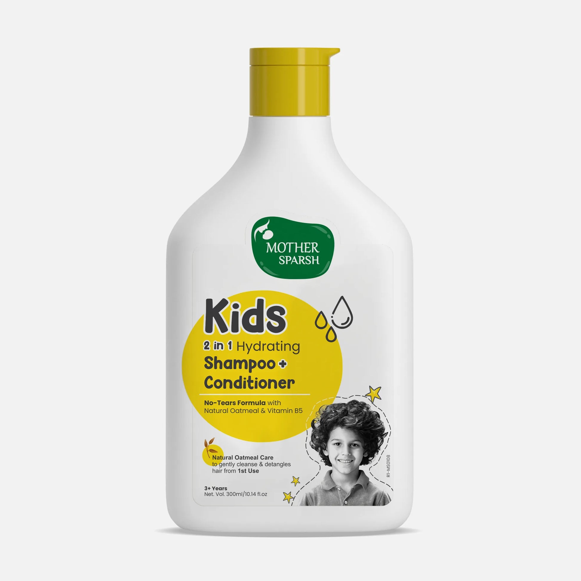 Front view of Mother Sparsh Kids 2 in 1 Hydrating Shampoo and Conditioner 300ml bottle.
