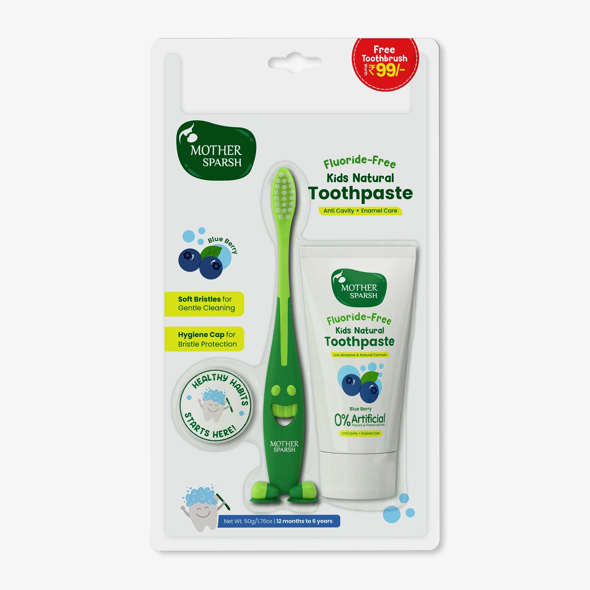 Kids Natural Toothpaste Blueberry with free toothbrush