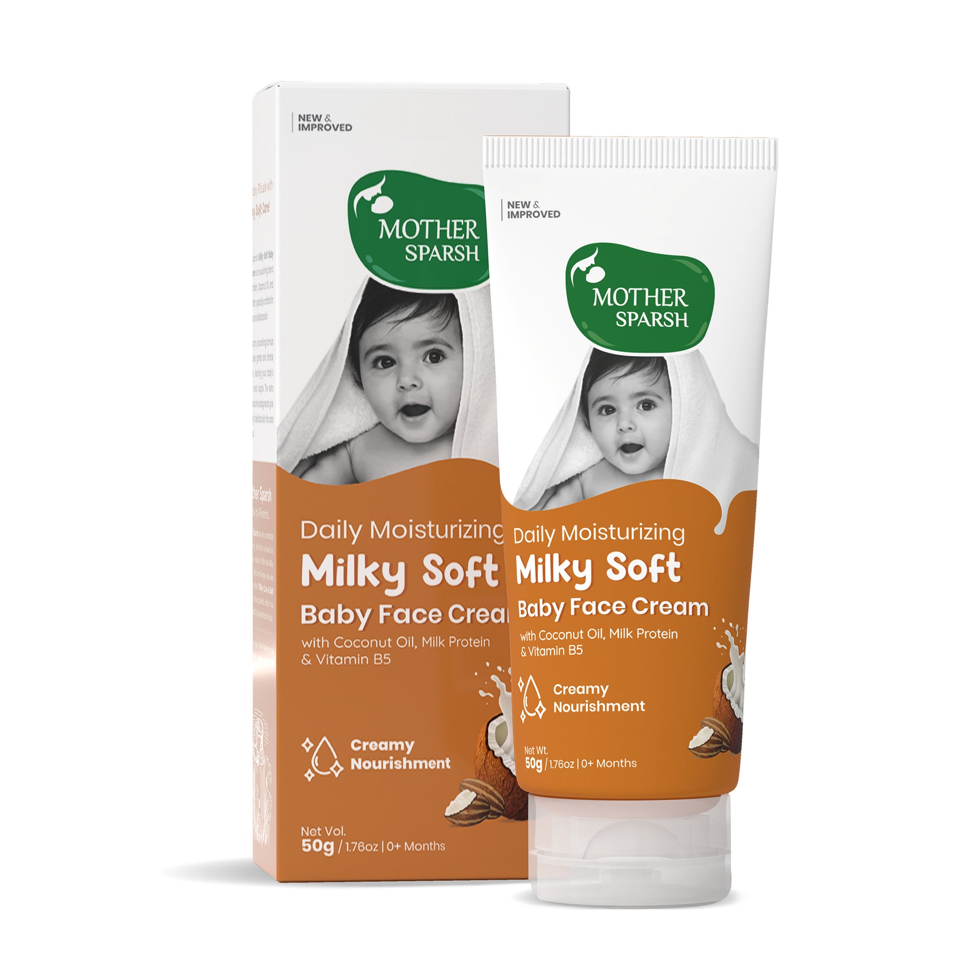 Mother Sparsh Milky Soft Baby Face Cream with Coconut Oil and Milk Protein for Gentle Baby Skincare