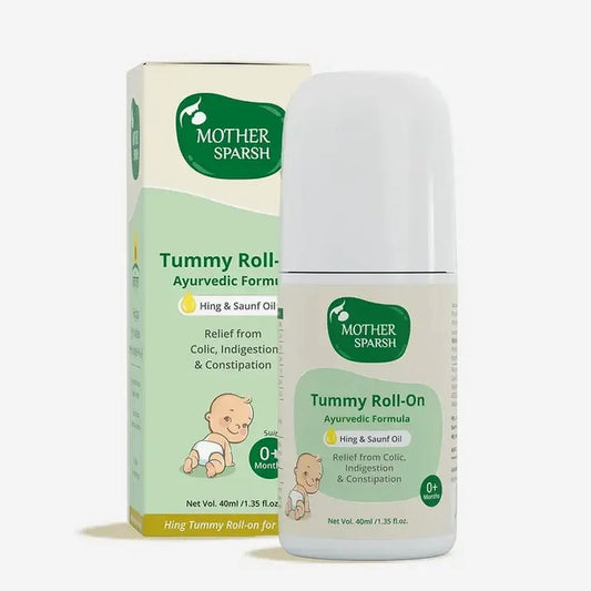 Mother Sparsh Tummy Roll On packaging for baby colic and indigestion relief.