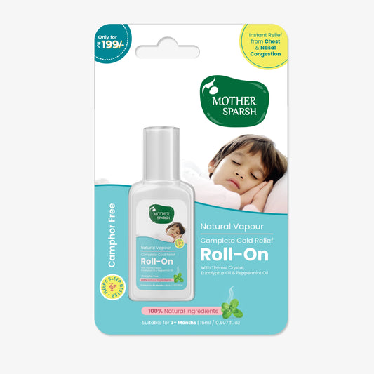 Mother Sparsh Vapour Roll-On for quick cold and congestion relief in babies.