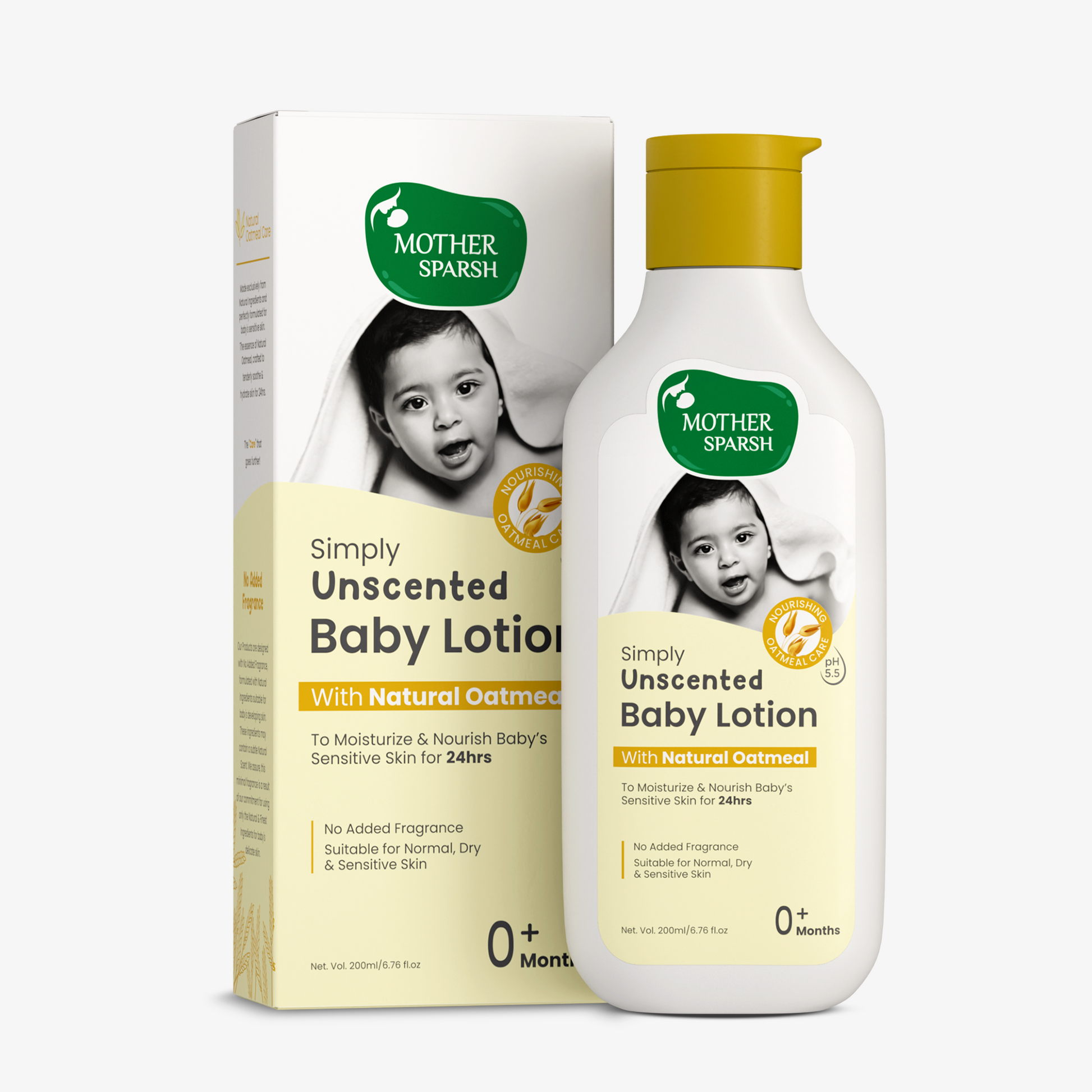 Simply unscented baby lotion recommended for newborn and babies made with natural oatmeal