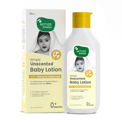 Mother Sparsh Simply Unscented Baby Lotion with Natural Oatmeal for sensitive skin 200ml
