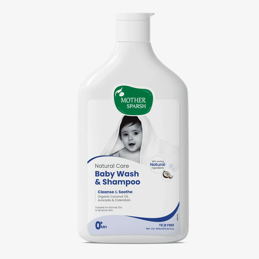 Mother Sparsh Baby Wash and Shampoo with Organic Coconut Oil, Avocado and Calendula for sensitive baby skin