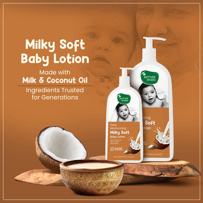 Milky soft baby lotion made with milk and coconut oil