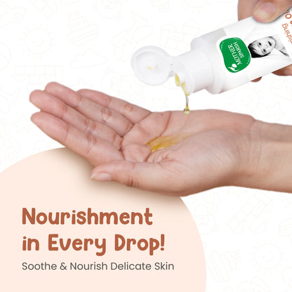Mother Sparsh Nourishing Massage Oil for Babies 200ml with Almond Olive and Sesame - product bottle and packaging shot