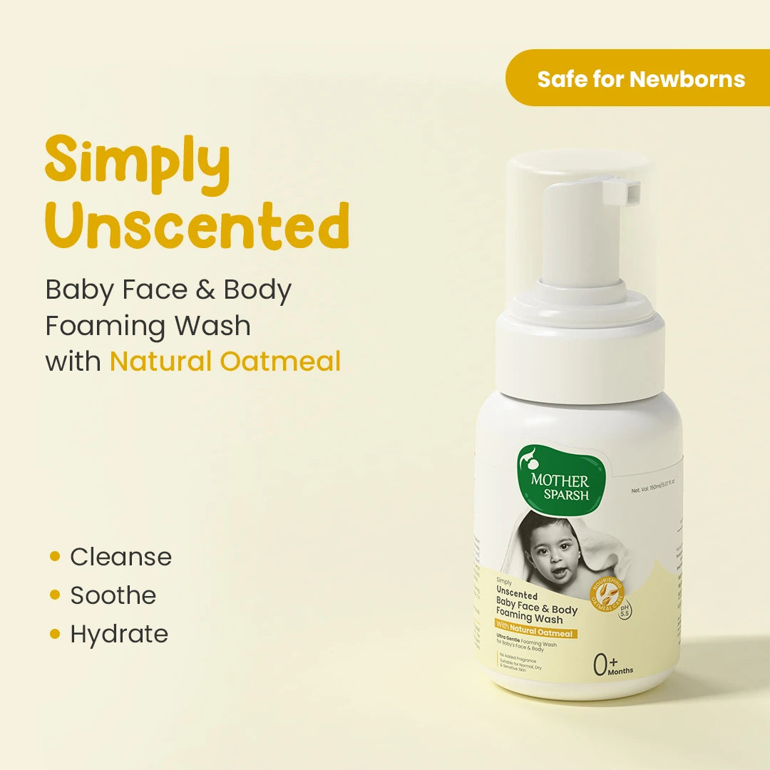 Unscented Foaming Baby Face Wash with no allergens 