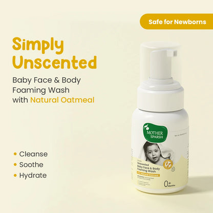 Unscented Foaming Baby Face Wash with no allergens 