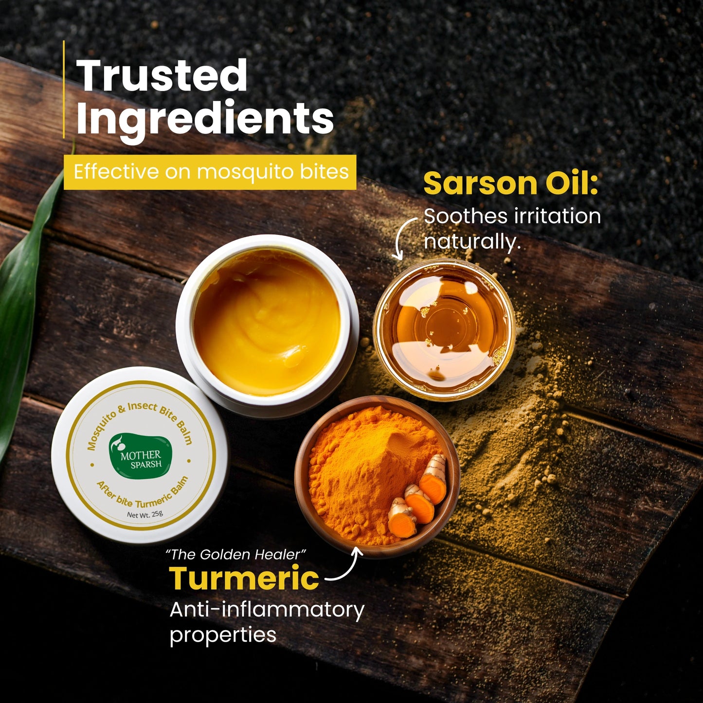 After bite balm made with natural ingredients turmeric sarson or mustard oil effective on mosquito bites