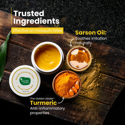 After bite balm made with natural ingredients turmeric sarson or mustard oil effective on mosquito bites