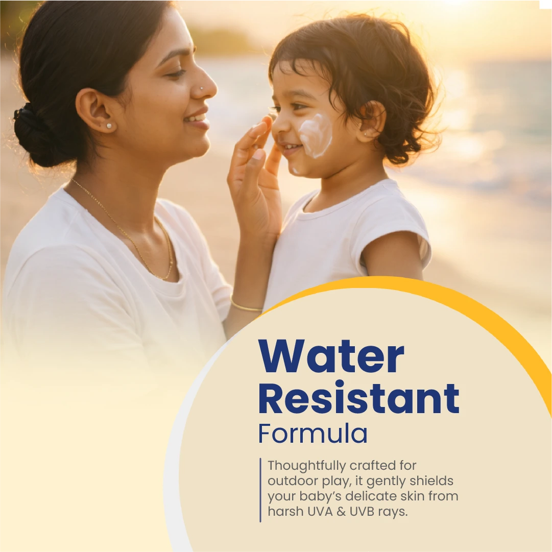 Mother Sparsh baby sunscreen ingredients including avocado and shea butter for protecting delicate baby skin naturally.