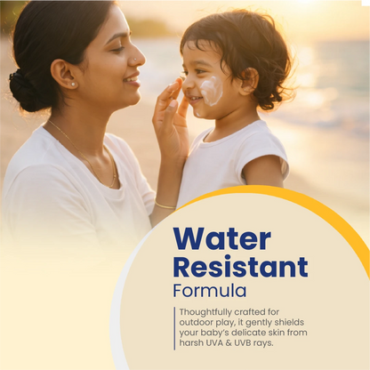 Mother Sparsh baby sunscreen ingredients including avocado and shea butter for protecting delicate baby skin naturally.