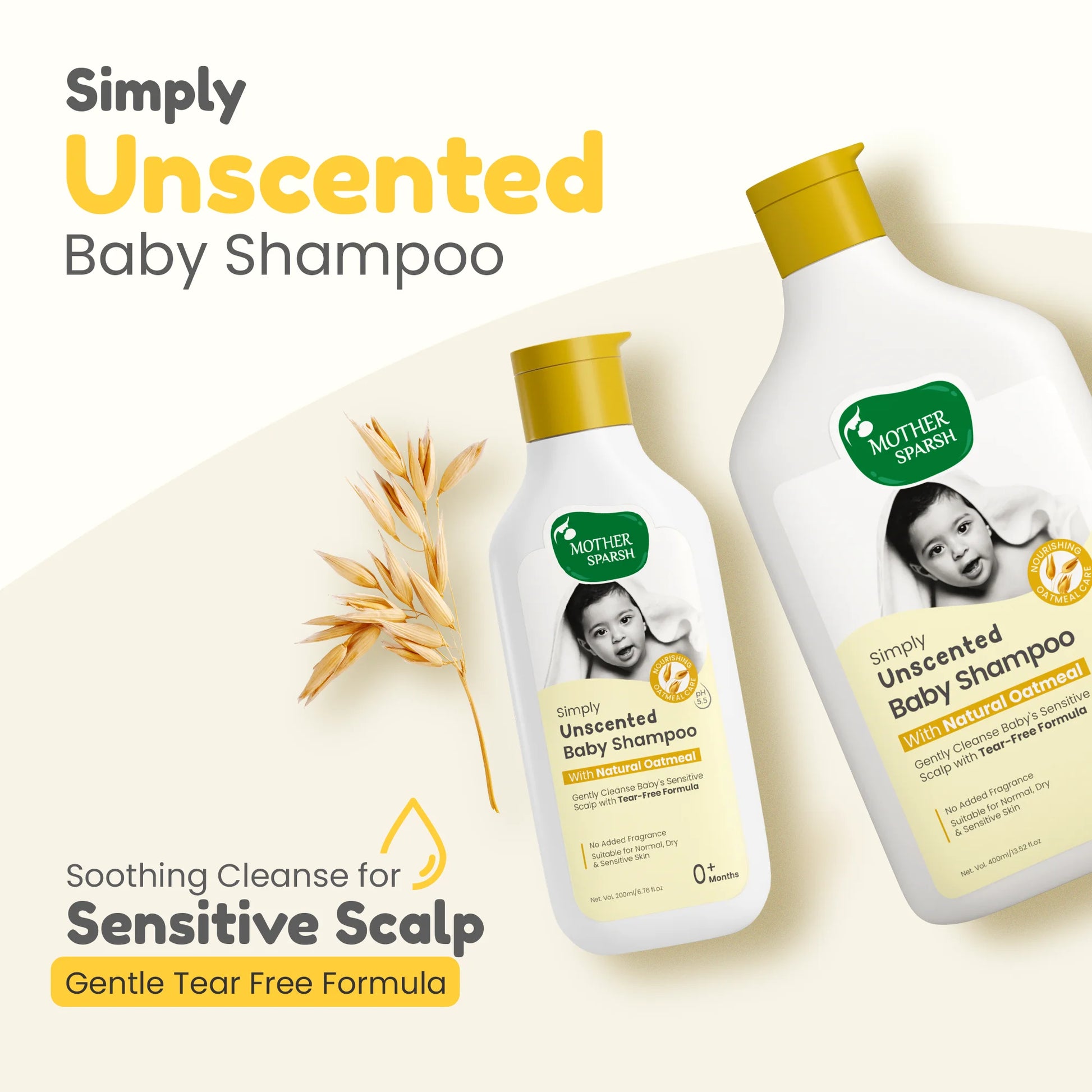 simply unscented baby shampoo with gentle tear-free formula for a soothing cleanse