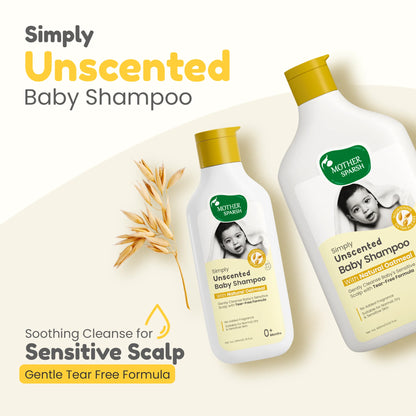 simply unscented baby shampoo with gentle tear-free formula for a soothing cleanse