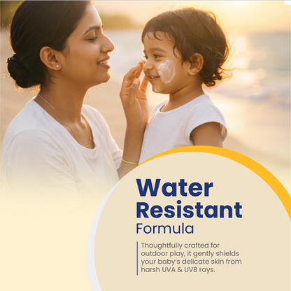 Mother Sparsh baby sunscreen ingredients including avocado and shea butter for protecting delicate baby skin naturally.