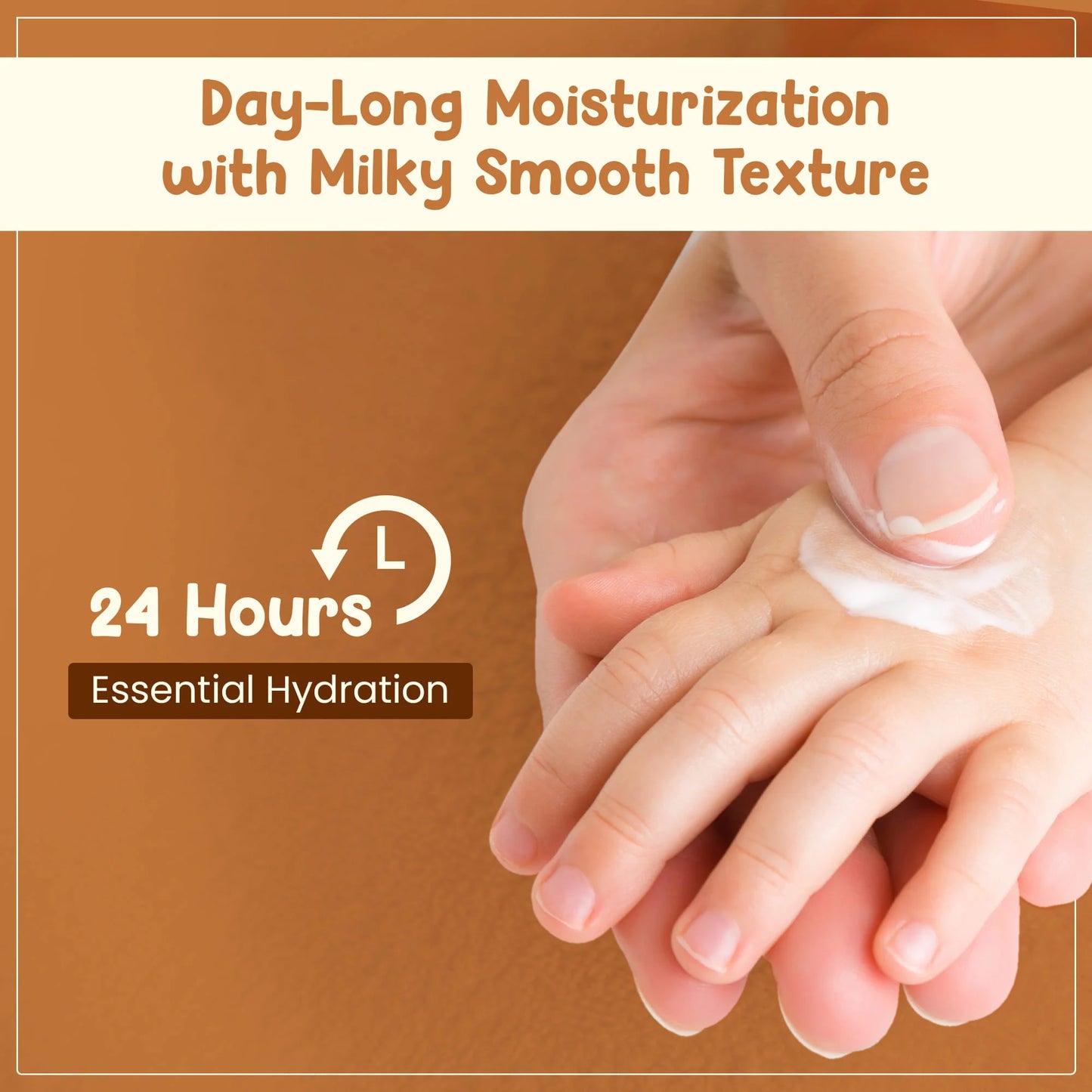 24 hour essential hydration for day long moisturization with milky smooth texture