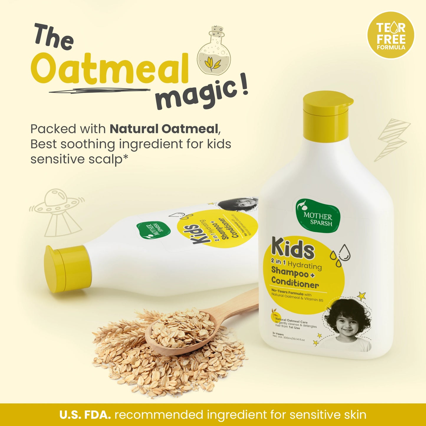 Natural Oatmeal shampoo for sensitive kids scalp