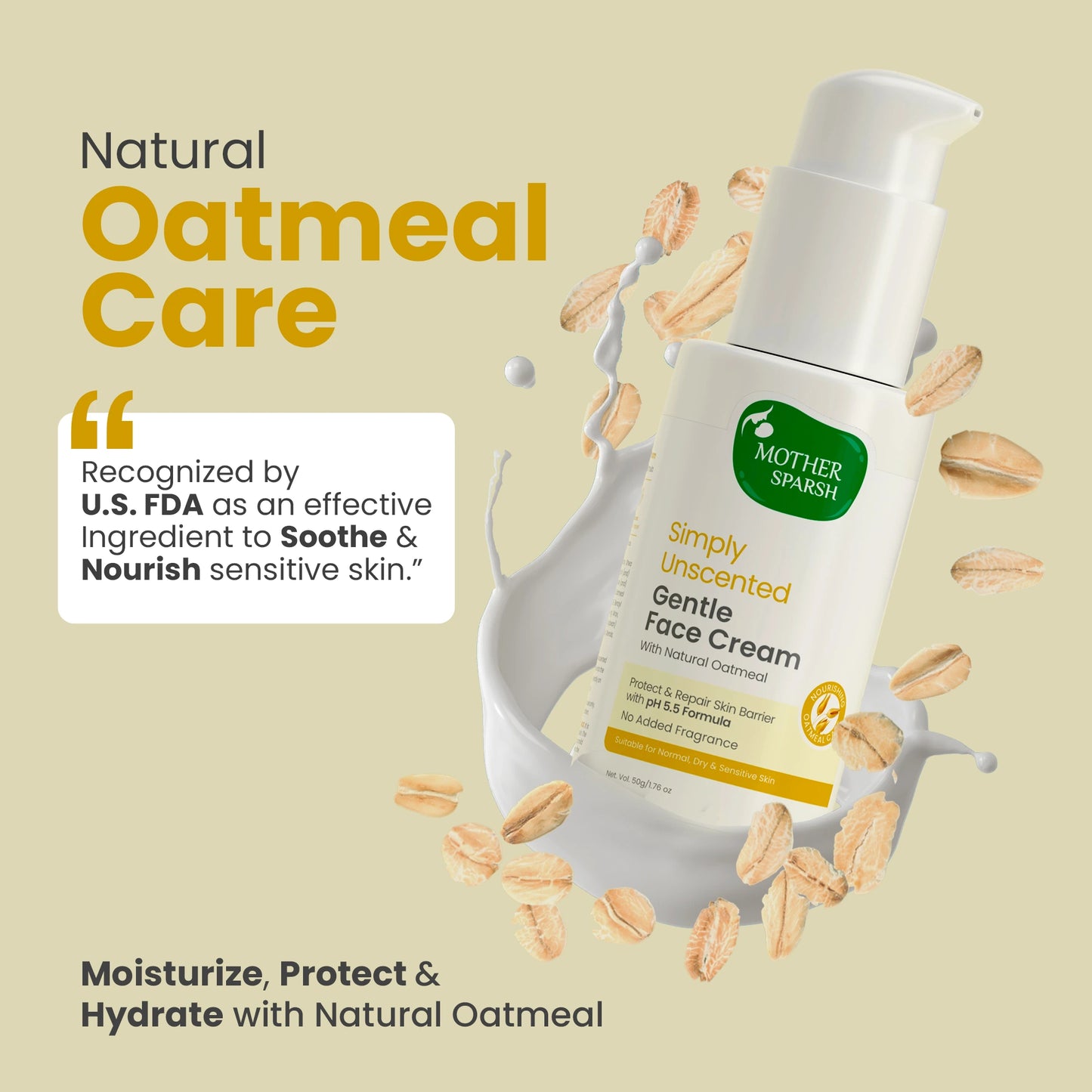 Face Cream that moisturize, protect and hydrate with natural oatmeal 