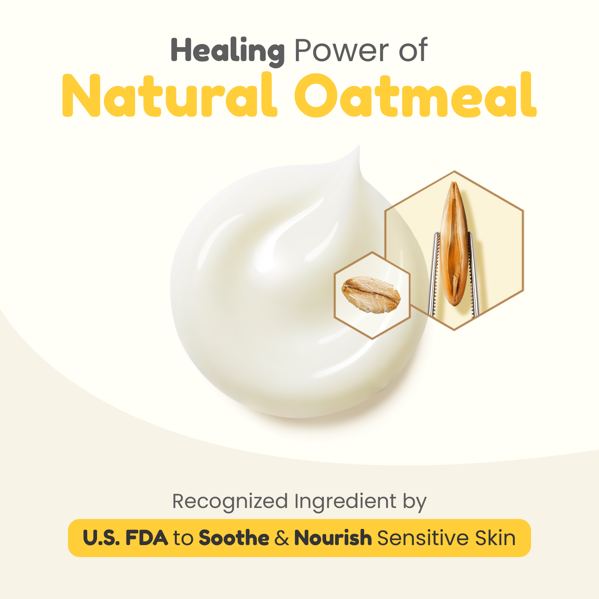 Healing power of natural oatmeal in baby lotion to soothe and nourish sensitive skin of babies