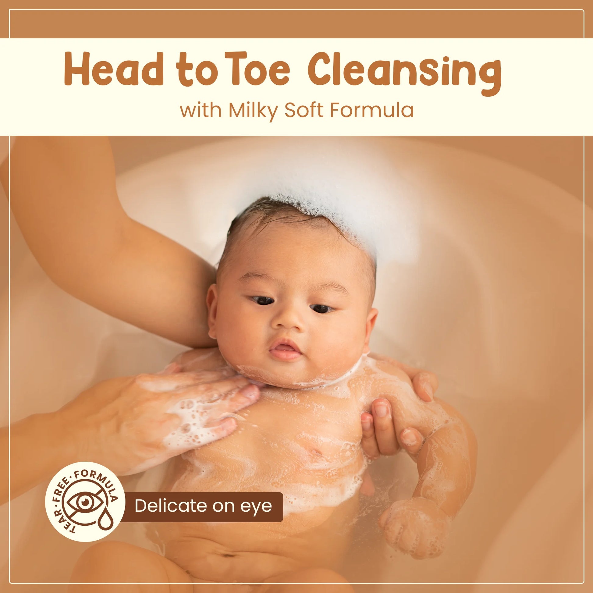 Mother bathing her newborn with gentle head-to-toe wash for soft and healthy skin