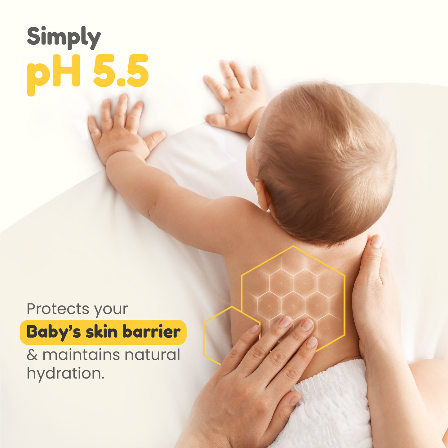 pH 5.5 in baby lotion helps protect baby skin barrier to maintain natural hydration