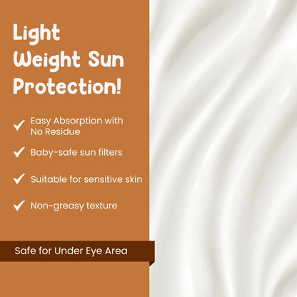 Lightweight sunscreen for babies, offering non-greasy and effective sun protection.